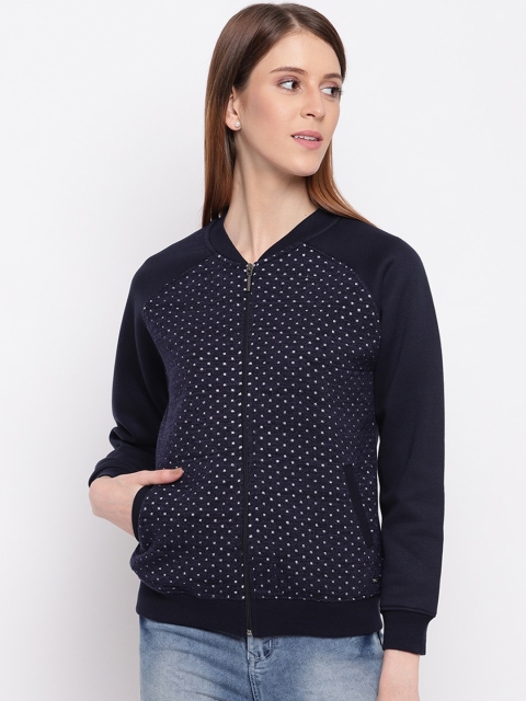 

Miss Grace Women Navy Blue Self Design Sweatshirt