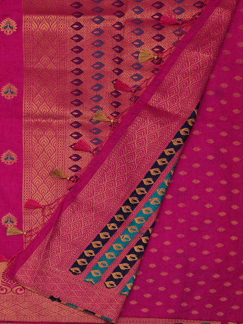 

Pothys Magenta & Gold Jute Silk Woven Design Saree