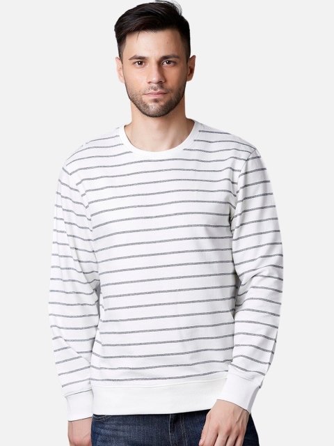 

MARCA Disati Men White & Black Striped Sweatshirt