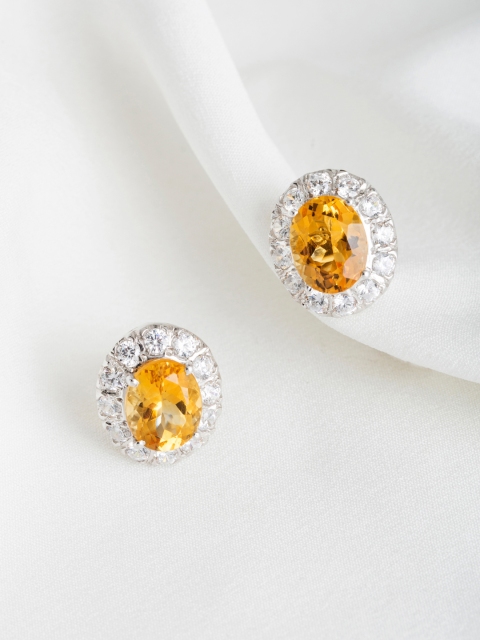 

Bigsmall White & Yellow Oval Ear Cuff