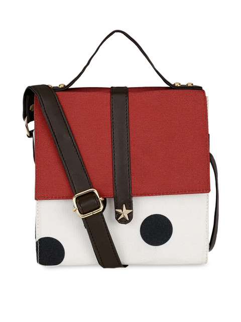 

KLEIO White & Red Colourblocked Sling Bag