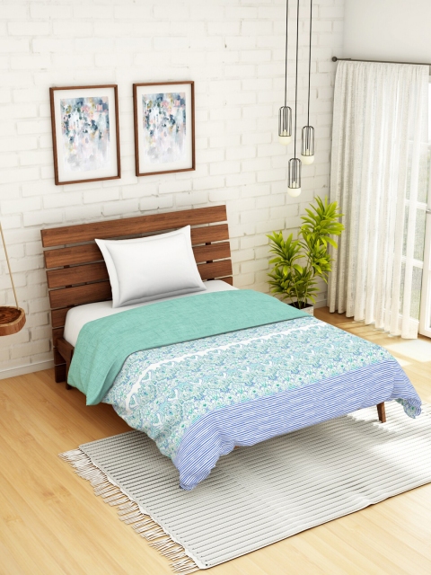 

SPACES Green Geometric AC Room 180 GSM Single Bed Quilt
