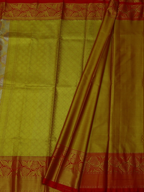 

Pothys Gold-Toned & Red Tissue Silk Woven Design Saree