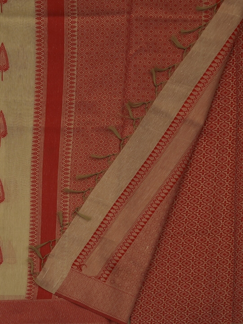 

Pothys Gold-Toned & Orange Linen Blend Printed Saree