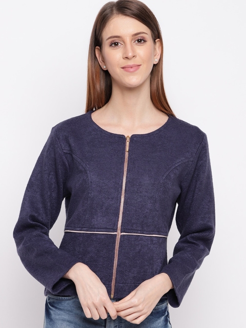 

Miss Grace Women Navy Blue Solid Sweatshirt