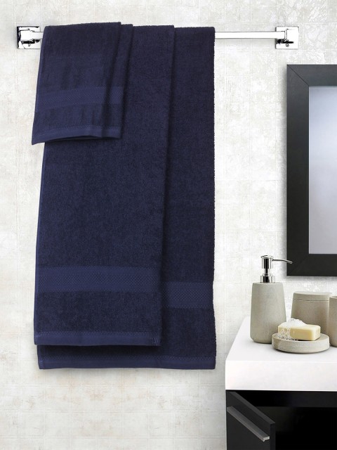 

Raymond Home Unisex Set Of 4 Navy Blue Solid 450 GSM Towel Set