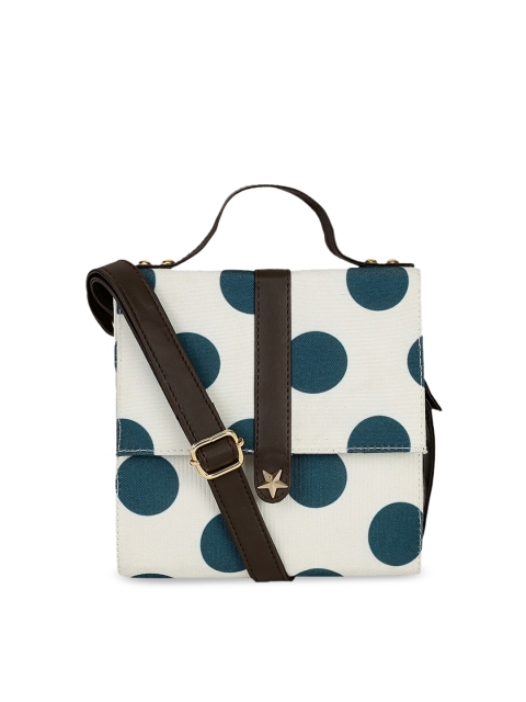 

KLEIO Cream-Coloured & Green Printed Sling Bag
