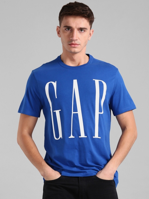 

GAP Men Blue Printed Round Neck T-shirt