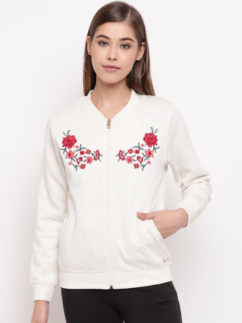 

Miss Grace Women Off-White Embroidered Sweatshirt