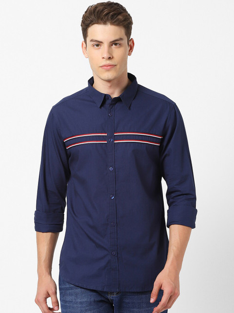 

MARCA Disati Men Navy Blue Slim Fit Striped Casual Shirt