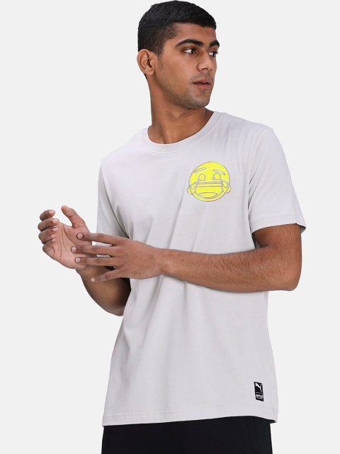 

Puma x Emoji Men Grey Printed Round Neck T-shirt