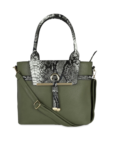 

KLEIO Olive Green & Green Colourblocked Shoulder Bag