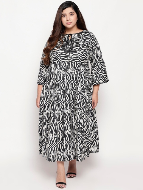 Amydus Women Black & White Printed Maxi Dress