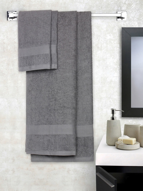 

Raymond Home Unisex Set Of 4 Grey Solid 450 GSM Towel Set