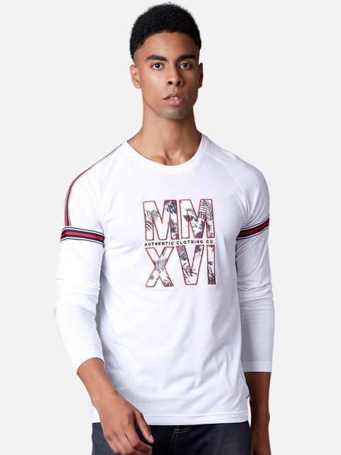 

MARCA Disati Men White & Red Printed Round Neck T-shirt