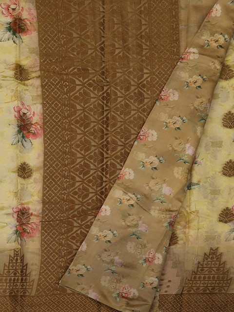 

Pothys Cream-Coloured & Brown Art Silk Woven Design Saree