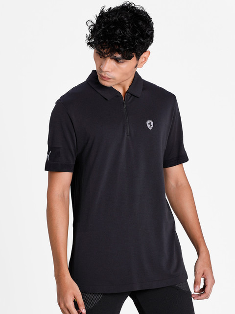 

PUMA Motorsport Men Black Solid Polo Collar T-shirt