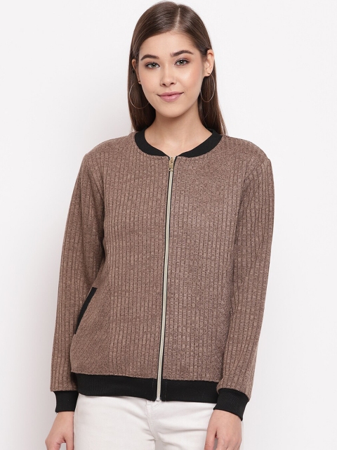 Miss Grace Women Brown Self Design Sweatshirt