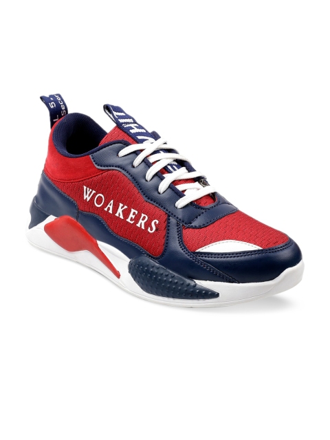 

Woakers Men Red & Blue Colourblocked Sneakers