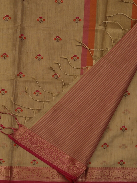 

Pothys Gold-Toned Embroidered Tissue Saree