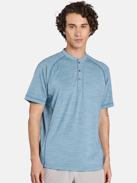 

Puma Men Grey Solid Henley Neck T-shirt