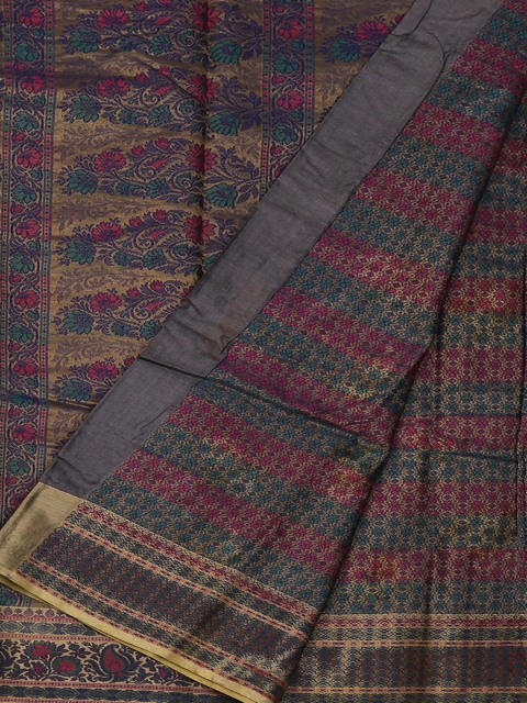 

Pothys Grey Printed Jute Silk Saree