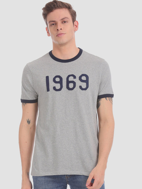 

GAP Men Grey Printed Round Neck T-shirt