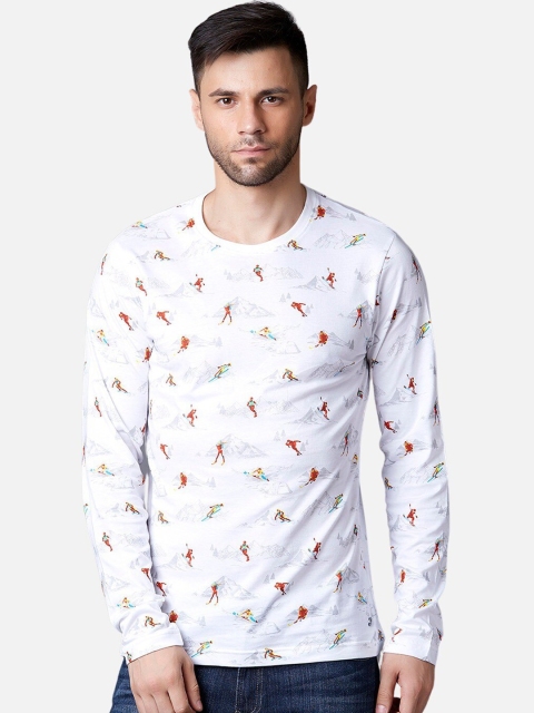 

MARCA Disati Men White Printed Round Neck T-shirt