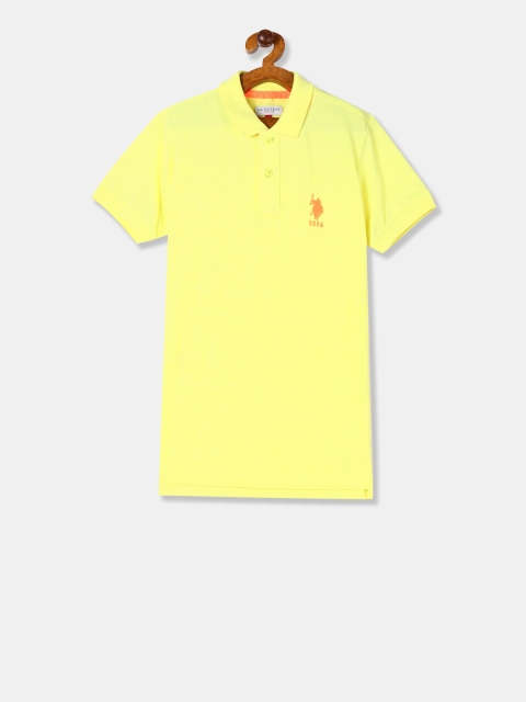

U.S. Polo Assn. Kids Boys Yellow Solid Polo Collar T-shirt