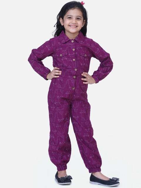 

Fairies Forever Girls Purple Printed Basic Jumpsuit