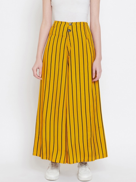 

Castle Women Yellow & Blue Striped Flared Palazzos