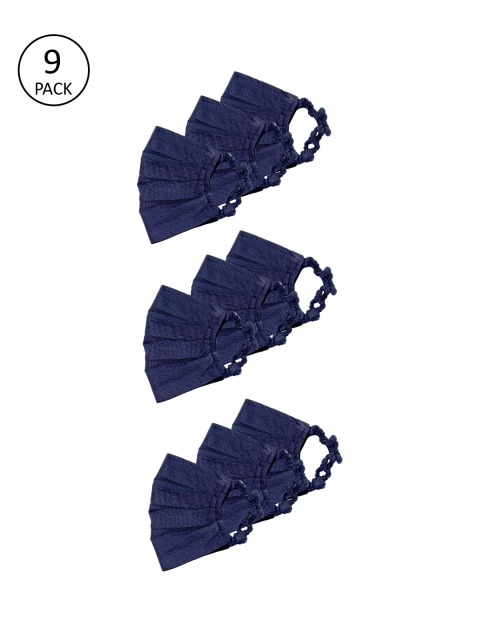 Bellofox Women Pack of 9 Pcs Blue Reusable 3-Ply Protective Cloth Masks