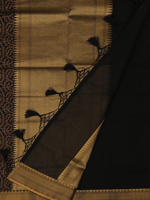 

Pothys Black & Gold-Toned Cotton Blend Printed Saree