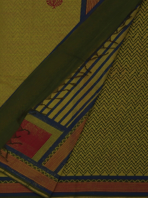 

Pothys Olive Green Printed Cotton Blend Saree