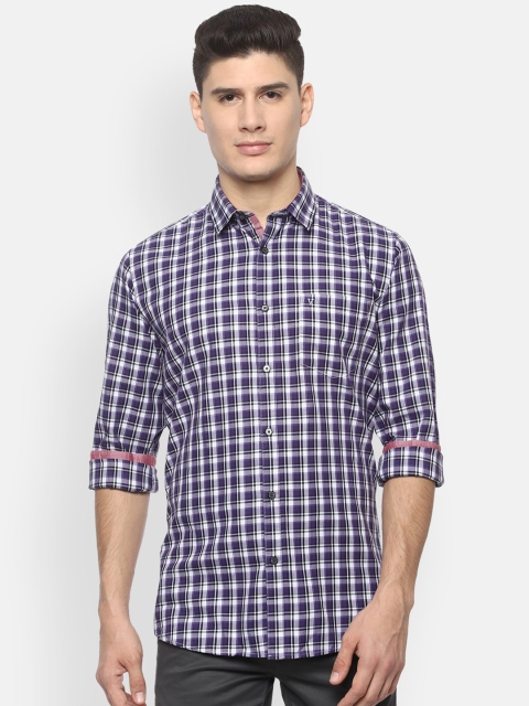 

Van Heusen Sport Men Navy Blue Slim Fit Checked Casual Shirt