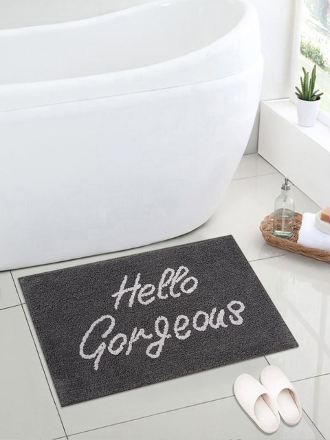 

Saral Home Charcoal Grey & White Printed Anti-Skid Bath Rug
