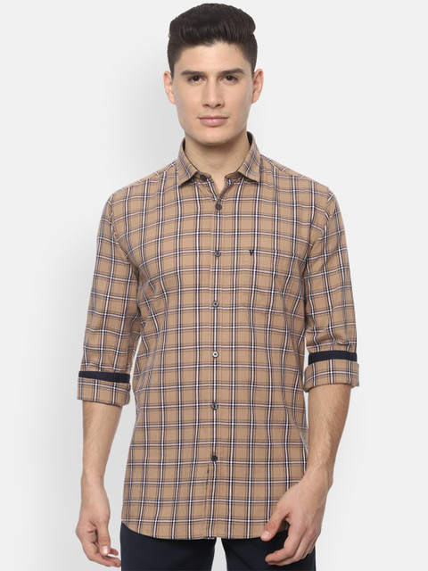 

Van Heusen Sport Men Beige Slim Fit Checked Casual Shirt