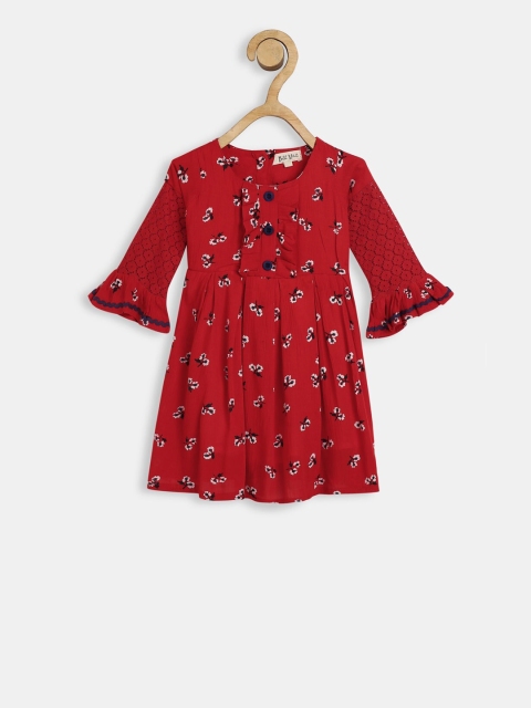 

Bella Moda Girls Red Printed Peplum Dress