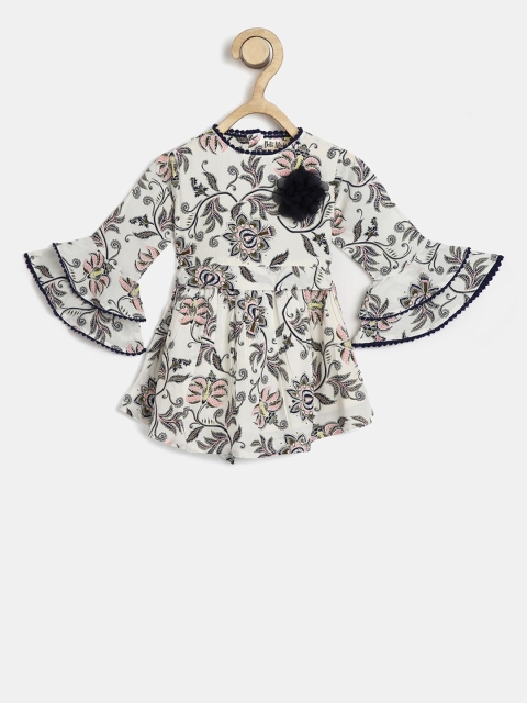 

Bella Moda Girls White Printed Peplum Dress