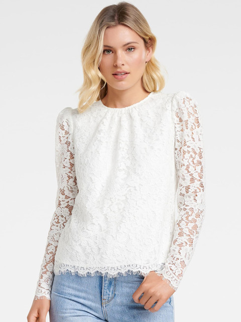 

Forever New Women White Self Design Lace Top