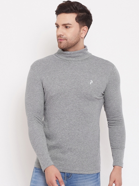 

PERFKT-U Men Grey-Melange Solid T-shirt