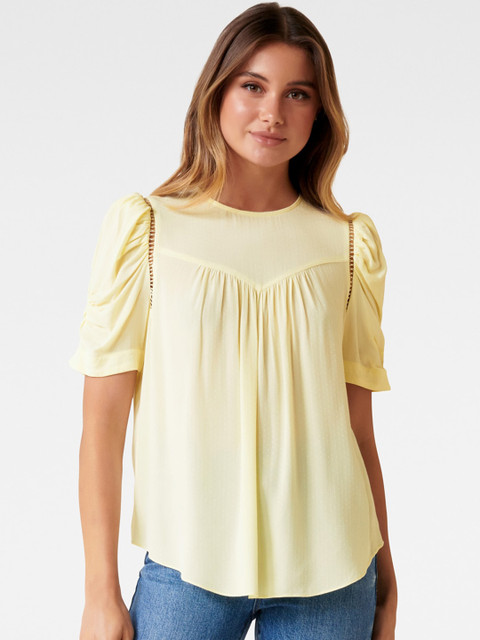 

Forever New Women Yellow Solid A-Line Top