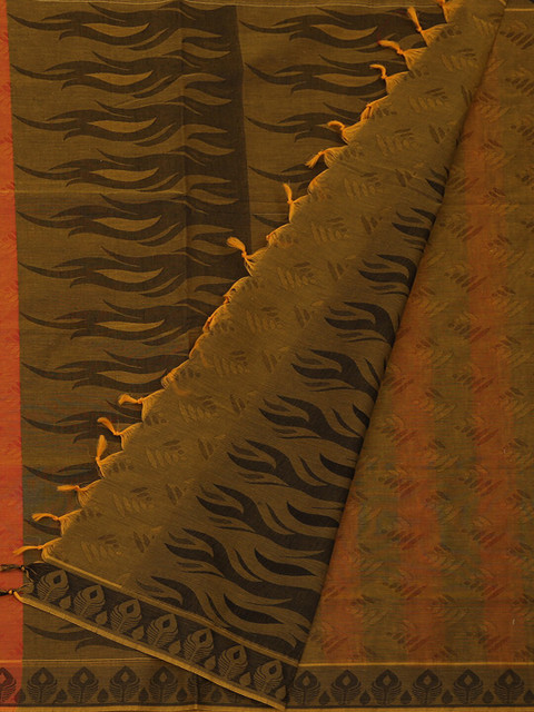 

Pothys Pink & Olive Green Pure Cotton Printed Saree