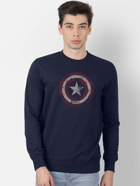 

Free Authority Men Navy Blue Captain America Print Sweatshirt