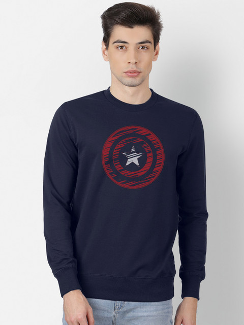 

Free Authority Men Navy Blue & Red Captain America Print Sweatshirt