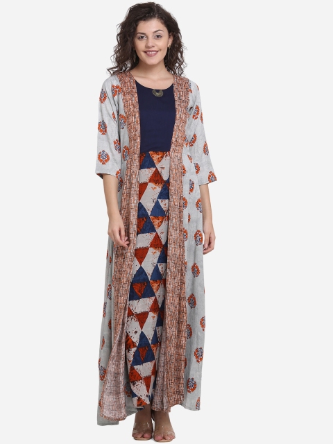 

SHAVYA Women Grey Printed Anarkali Kurta