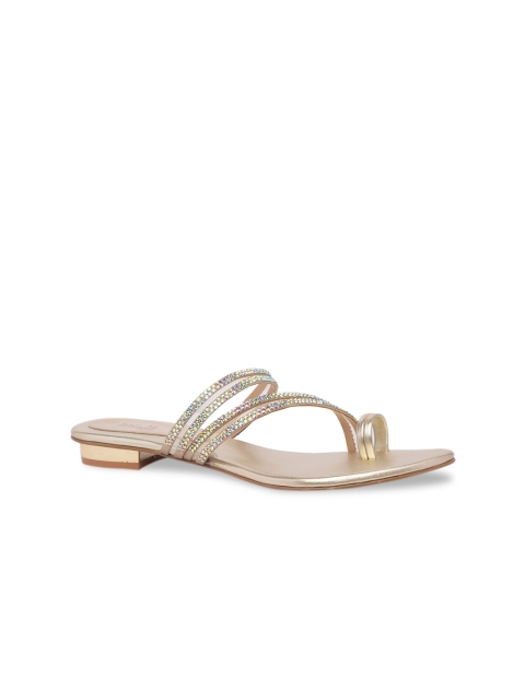 

Inc 5 Women Gold-Toned Embellished One Toe Flats