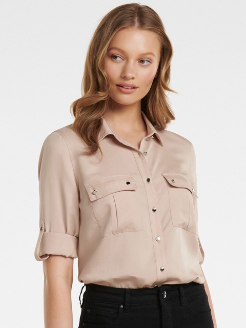 

Forever New Women Pink Solid Shirt Style Top