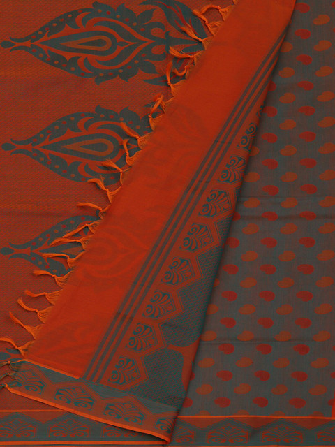 

Pothys Orange & Grey Pure Cotton Woven Design Saree