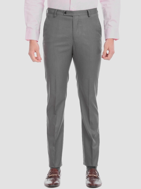 Arrow Men Grey Regular Fit Solid Formal Trousers